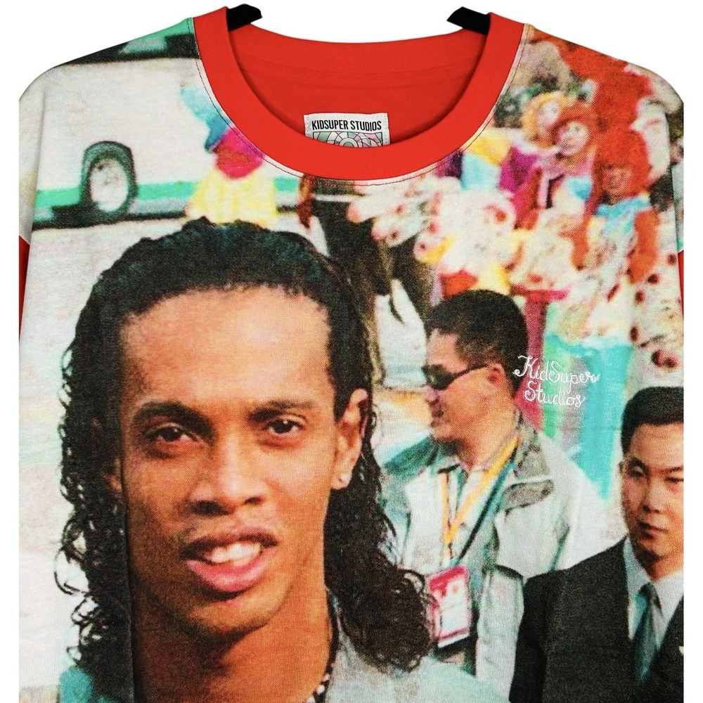 KidSuper Ronaldinho Graphic Print Crewneck T Shirt XXL Streetwear Soccer Long Sl - Picture 3 of 11